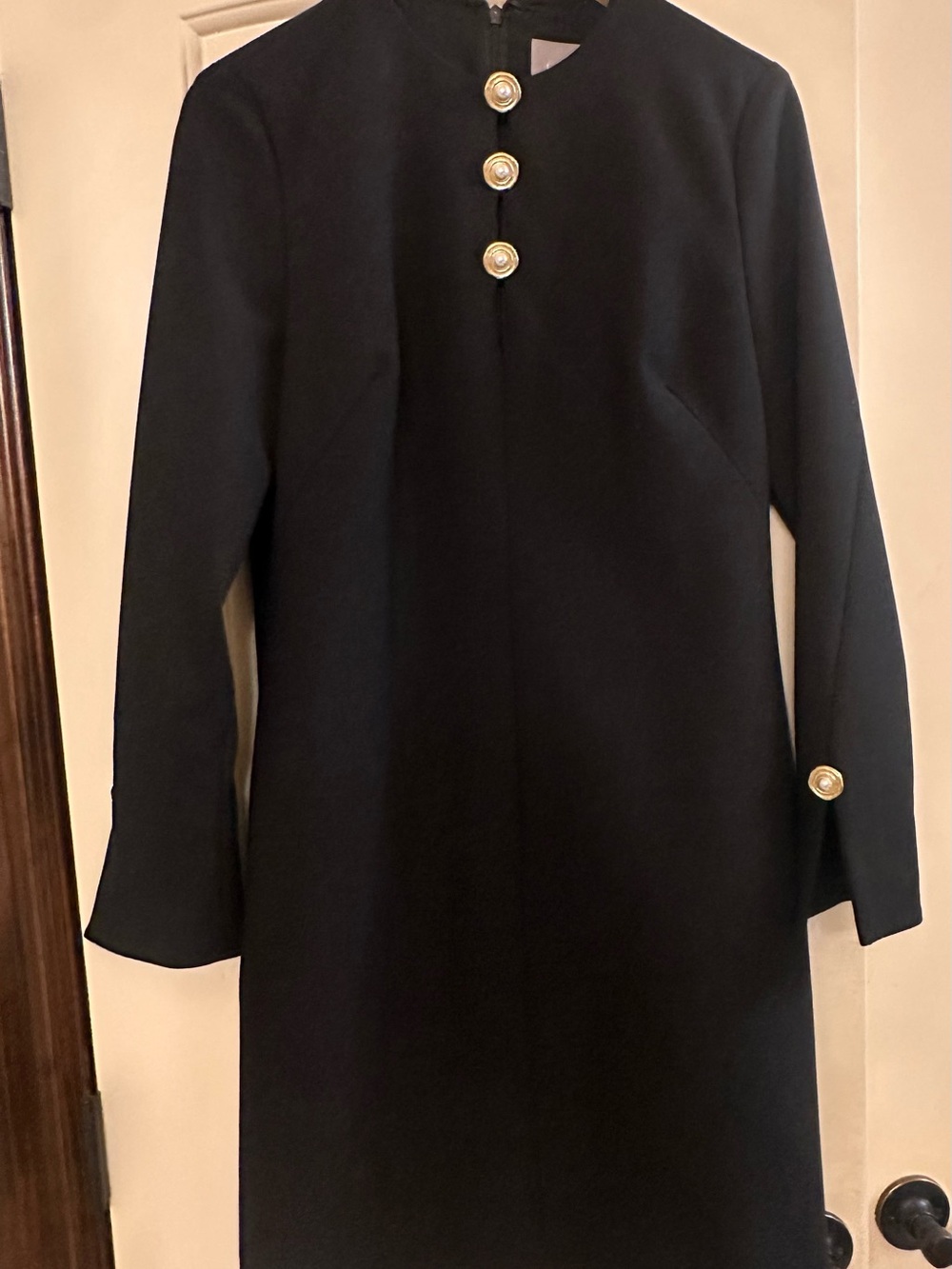 Lela Rose Black Dress with Gold-Tone Buttons